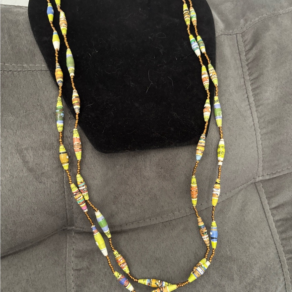 Colorful Beaded Necklace. New handmade in Rwanda